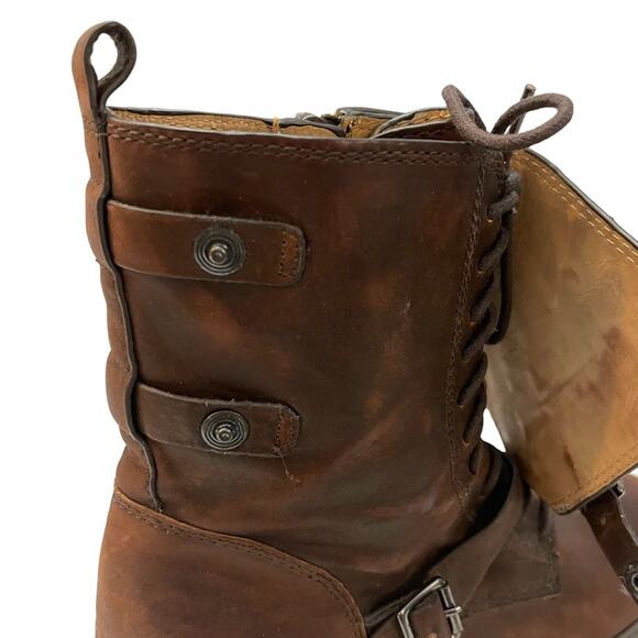 Belle By Sigerson Morrison Brown Leather Snap Buckle Boots - Picture 6 of 11